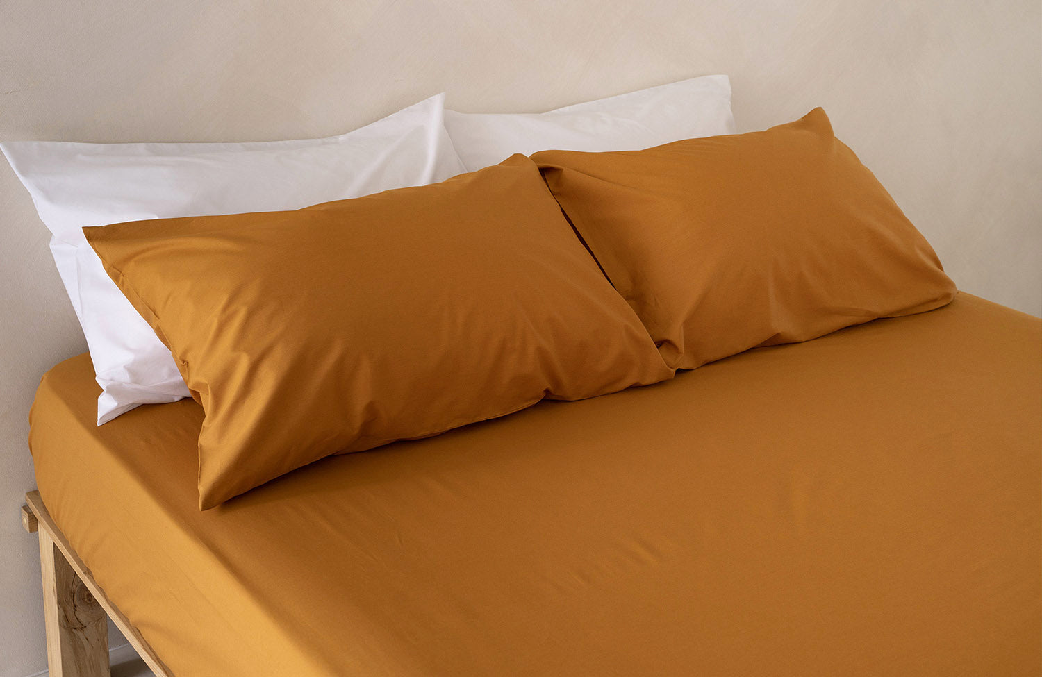 crisp-percale-mustard-yellow-fitted-sheet-and-pillow-case-pair-by-sojao
