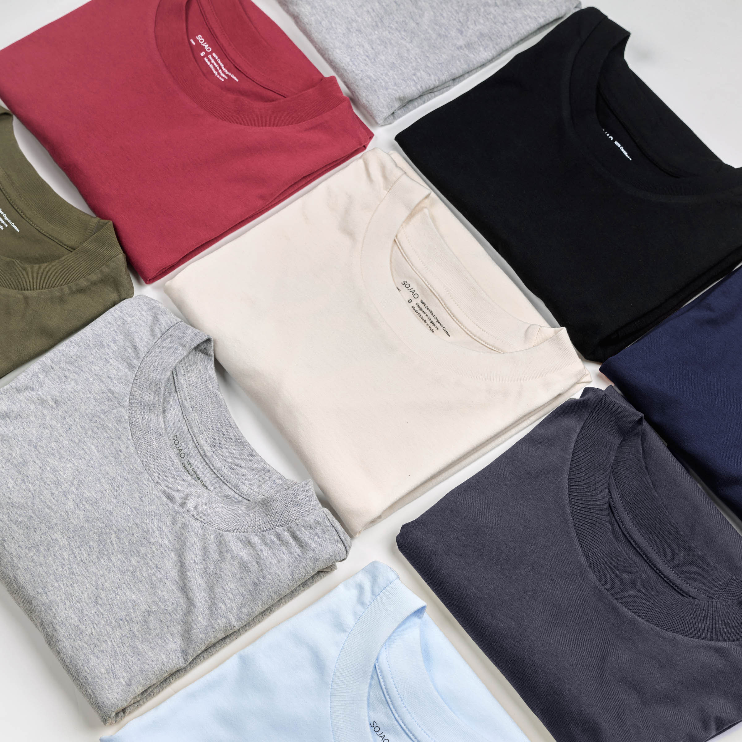 organic-cotton-tee-bundle-pebble-midnight-navy-olive-rouge-cream-black-sky-in-multi-variants-colour-by-sojao