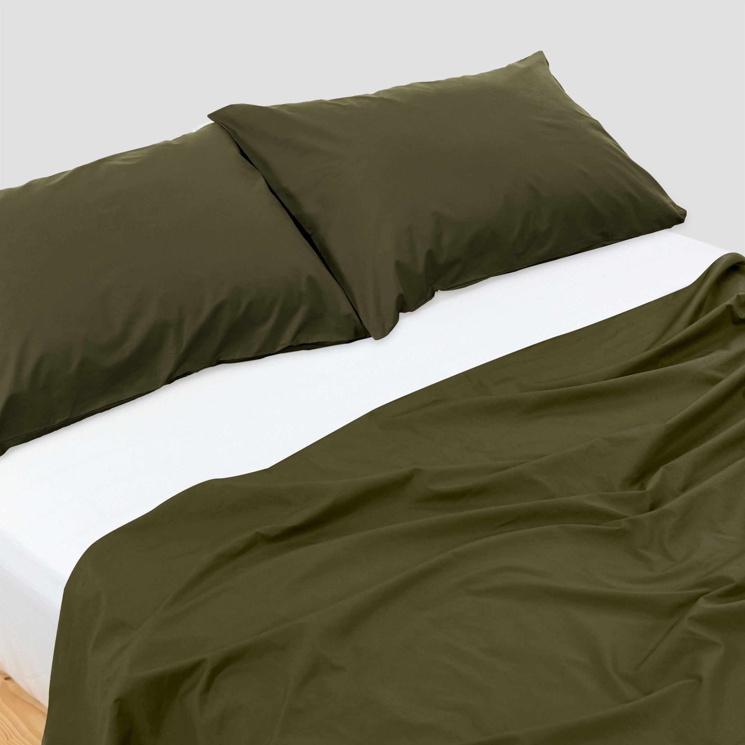 Crisp Olive Flat Sheet Set Organic Cotton By SOJAO